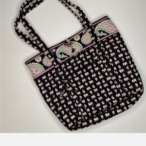 RARE Vera Bradley Elephant Black and Pink Tote Bag and Duffle Bag